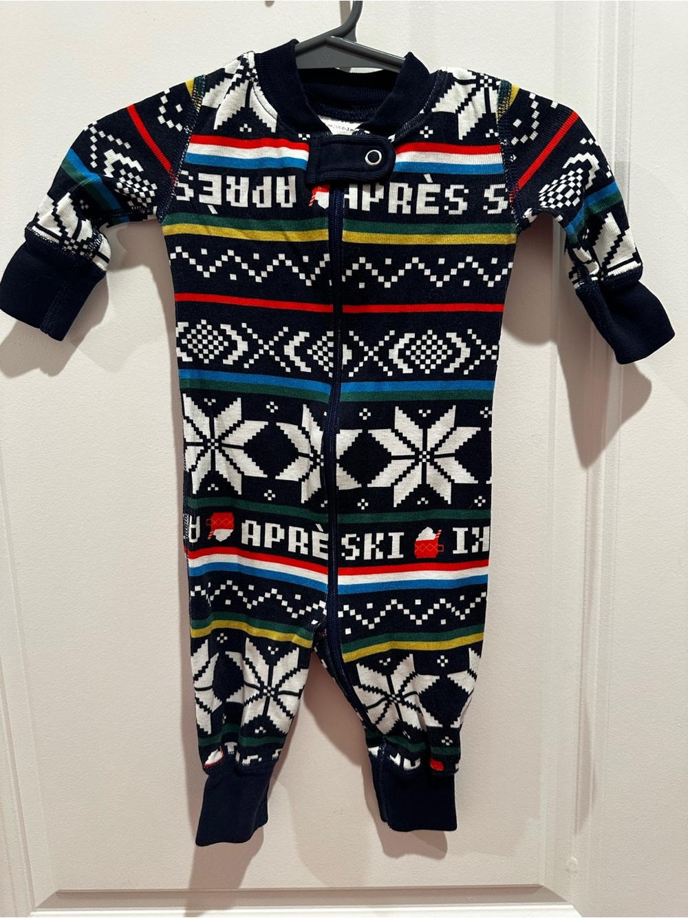 Hannah Anderson Kids Navy Fair Isle One-Piece Romper - Cozy Winter Knit 0-3M